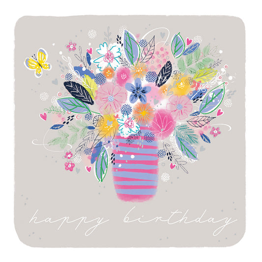 Birthday card - vase of flowers - S249 (New)