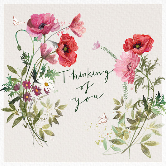 Thinking of you - red & pink poppies - S263 (New)