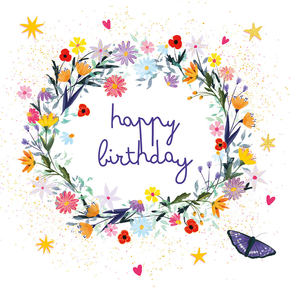 Birthday card - flower wreath - S253 (New)