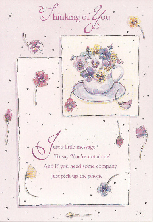 Thinking of you Card with raised effect - Pink Flowers 3  - 4TY3