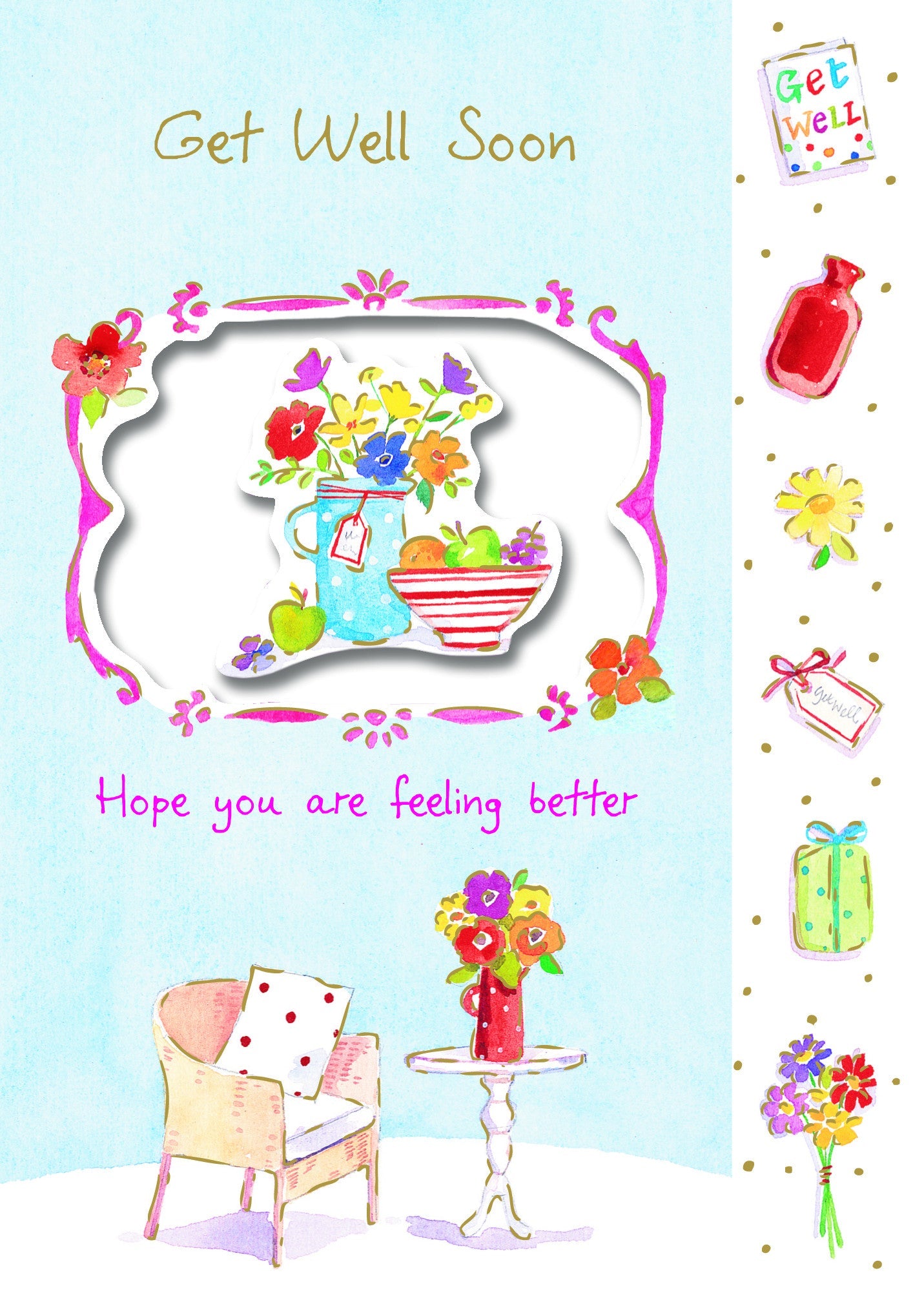 Get Well Card -  Die cut Vase & Fruit - S137